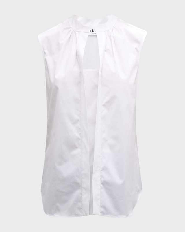 Olympia Sleeveless Split-Neck Blouse